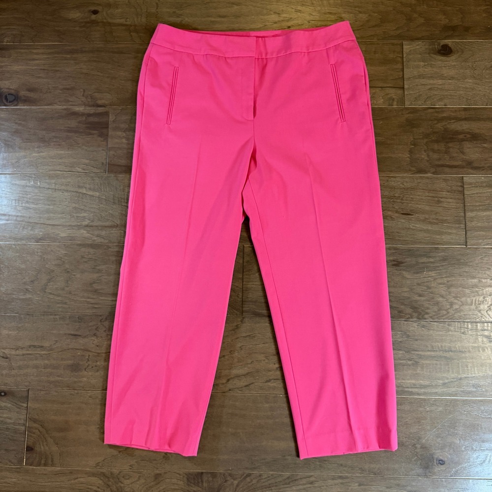 Bar III Womens Hot Pink Straight Leg Cropped Dress Pants Size 16 Business Career